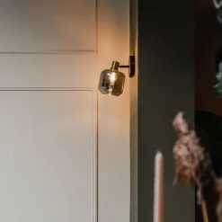 QAZQA Design-Deckenspot Schwarz mit Gold mit Rauchglas - Zuzanna