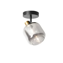 QAZQA Design-Deckenspot Schwarz mit Gold mit Rauchglas - Zuzanna