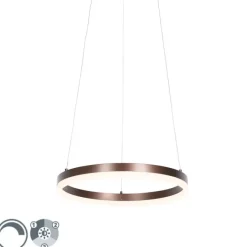QAZQA Design-Hängelampe Bronze 40 cm inkl. LED 3-stufig dimmbar - Anello