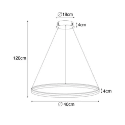 QAZQA Design-Hängelampe Bronze 40 cm inkl. LED 3-stufig dimmbar - Anello