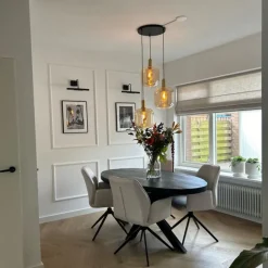 QAZQA Design-Hängelampe schwarz mit Messing und braunem Glas 3 Lichter - Zuzanna