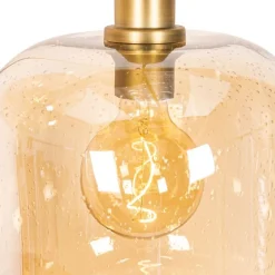 QAZQA Design-Hängelampe schwarz mit Messing und braunem Glas 3 Lichter - Zuzanna