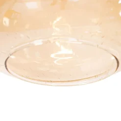 QAZQA Design-Hängelampe schwarz mit Messing und braunem Glas 3 Lichter - Zuzanna