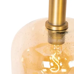 QAZQA Design-Hängelampe schwarz mit Messing und braunem Glas 3 Lichter - Zuzanna