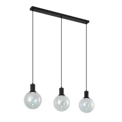 QAZQA Design-Hängelampe schwarz mit Regenbogen-Glas rechteckig 3-flammig - Mallon