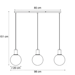 QAZQA Design-Hängelampe schwarz mit Regenbogen-Glas rechteckig 3-flammig - Mallon