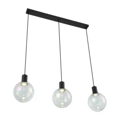 QAZQA Design-Hängelampe schwarz mit Regenbogen-Glas rechteckig 3-flammig - Mallon