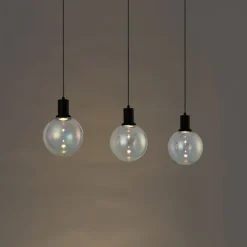 QAZQA Design-Hängelampe schwarz mit Regenbogen-Glas rechteckig 3-flammig - Mallon