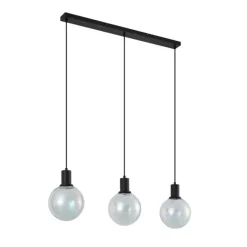 QAZQA Design-Hängelampe schwarz mit Regenbogen-Glas rechteckig 3-flammig - Mallon