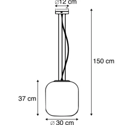 QAZQA Design-Hängelampe schwarz mit Rauchglas - Bliss
