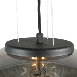QAZQA Design-Hängelampe schwarz mit Rauchglas - Bliss
