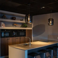 QAZQA Design-Hängelampe schwarz mit Rauchglas - Bliss