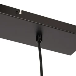 QAZQA Design-Hängelampe schwarz mit Messing und bernsteinfarbenem Glas, 4-flammig – Zuzanna