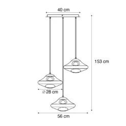 QAZQA Design-Hängelampe schwarz mit Rauchglas 3-flammig - Gus