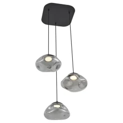 QAZQA Design-Hängelampe schwarz mit Rauchglas 3-flammig - Gus