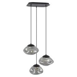 QAZQA Design-Hängelampe schwarz mit Rauchglas 3-flammig - Gus
