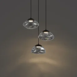 QAZQA Design-Hängelampe schwarz mit Rauchglas 3-flammig - Gus