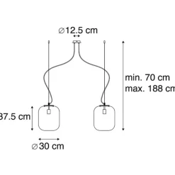 QAZQA Design-Hängelampe schwarz mit Goldglas 2-flammig - Bliss