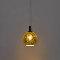 QAZQA Design-Hängelampe schwarz mit goldenem Glas – Bert