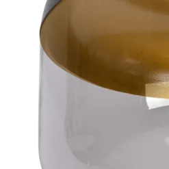 QAZQA Design-Hängelampe schwarz mit Gold und Rauchglas – Kyan