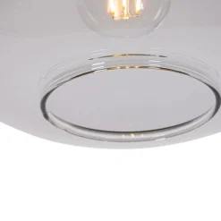 QAZQA Design-Hängelampe schwarz mit Gold und Rauchglas – Kyan