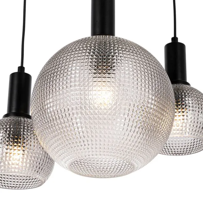 QAZQA Design-Hängelampe schwarz mit Rauchglas 8-flammig - Chico