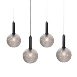 QAZQA Design-Hängelampe schwarz mit Rauchglas 4-flammig - Chico