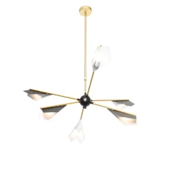 QAZQA Design-Hängelampe Schwarz mit Gold 6-flammig - Sinem