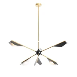 QAZQA Design-Hängelampe Schwarz mit Gold 6-flammig - Sinem