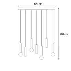 QAZQA Design-Hängelampe schwarz oval 7-flammig - Tuba