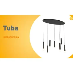 QAZQA Design-Hängelampe schwarz oval 7-flammig - Tuba