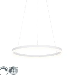 QAZQA Design-Hängelampe weiß 60 cm inkl. LED 3-stufig dimmbar - Anello