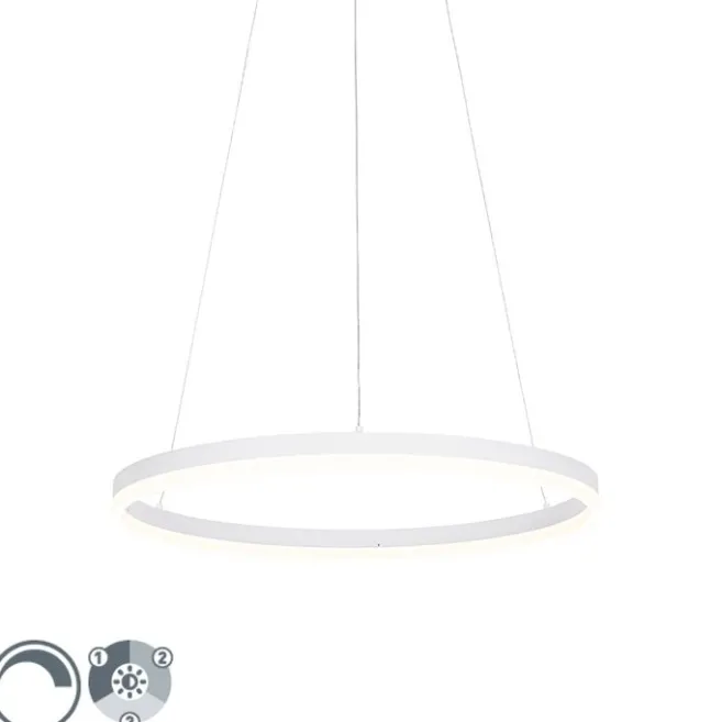 QAZQA Design-Hängelampe weiß 60 cm inkl. LED 3-stufig dimmbar - Anello