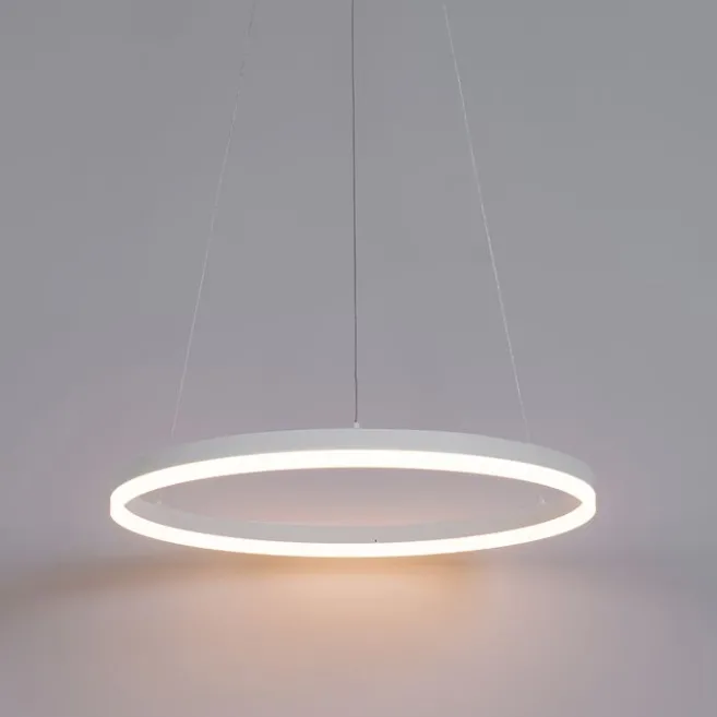 QAZQA Design-Hängelampe weiß 60 cm inkl. LED 3-stufig dimmbar - Anello