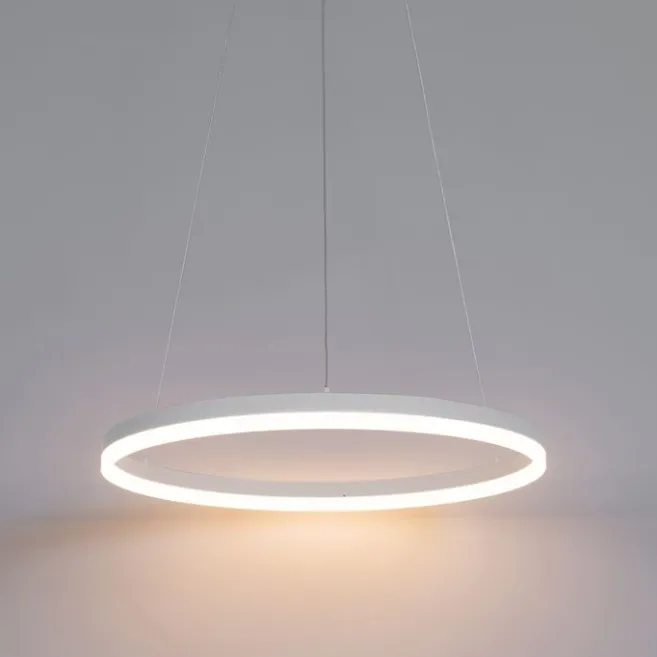QAZQA Design-Hängelampe weiß 60 cm inkl. LED 3-stufig dimmbar - Anello