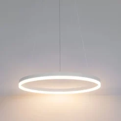 QAZQA Design-Hängelampe weiß 60 cm inkl. LED 3-stufig dimmbar - Anello