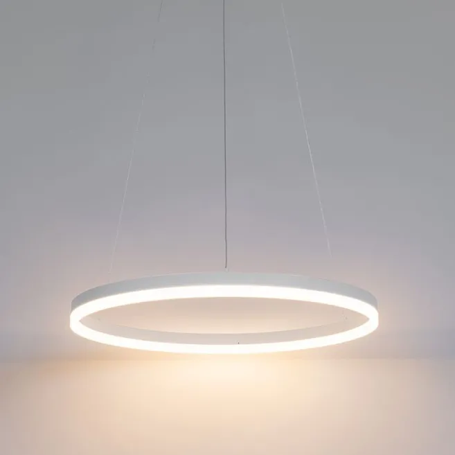 QAZQA Design-Hängelampe weiß 60 cm inkl. LED 3-stufig dimmbar - Anello