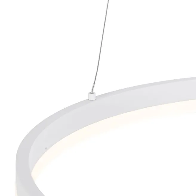 QAZQA Design-Hängelampe weiß 60 cm inkl. LED 3-stufig dimmbar - Anello