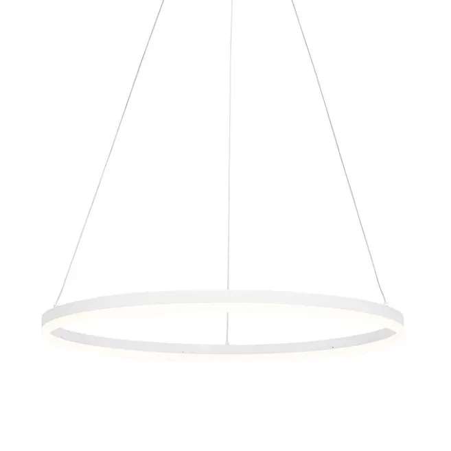 QAZQA Design-Hängelampe weiß 80 cm inkl. LED 3-stufig dimmbar - Anello