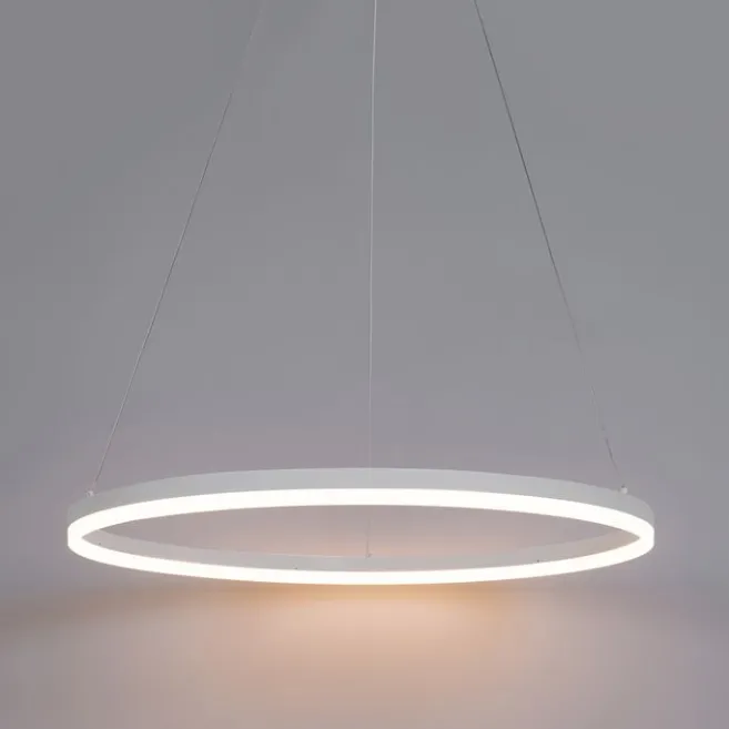 QAZQA Design-Hängelampe weiß 80 cm inkl. LED 3-stufig dimmbar - Anello