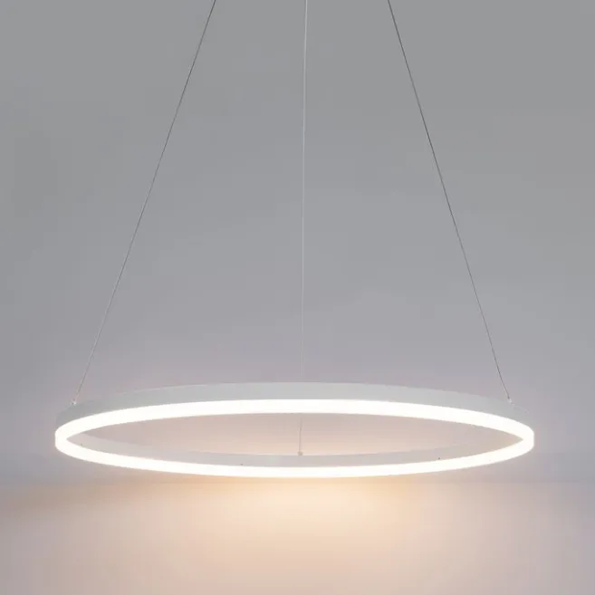 QAZQA Design-Hängelampe weiß 80 cm inkl. LED 3-stufig dimmbar - Anello