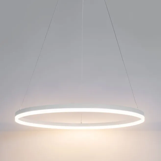 QAZQA Design-Hängelampe weiß 80 cm inkl. LED 3-stufig dimmbar - Anello