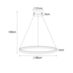 QAZQA Design-Hängelampe weiß 80 cm inkl. LED 3-stufig dimmbar - Anello
