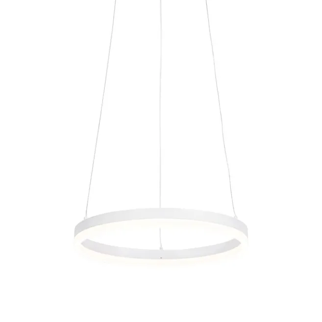 QAZQA Design-Hängelampe weiß 40 cm inkl. LED 3-stufig dimmbar - Anello
