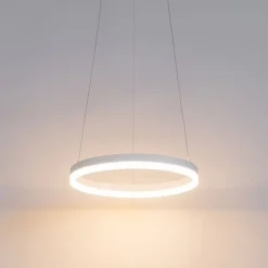 QAZQA Design-Hängelampe weiß 40 cm inkl. LED 3-stufig dimmbar - Anello