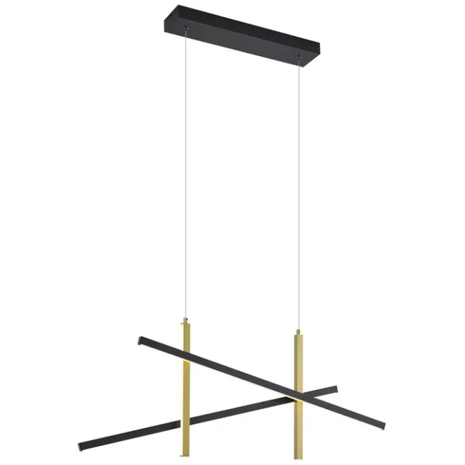 QAZQA Design-Hängelampe X Schwarz mit Gold inkl. LED 3-Stufen-Dimmbar - Joy