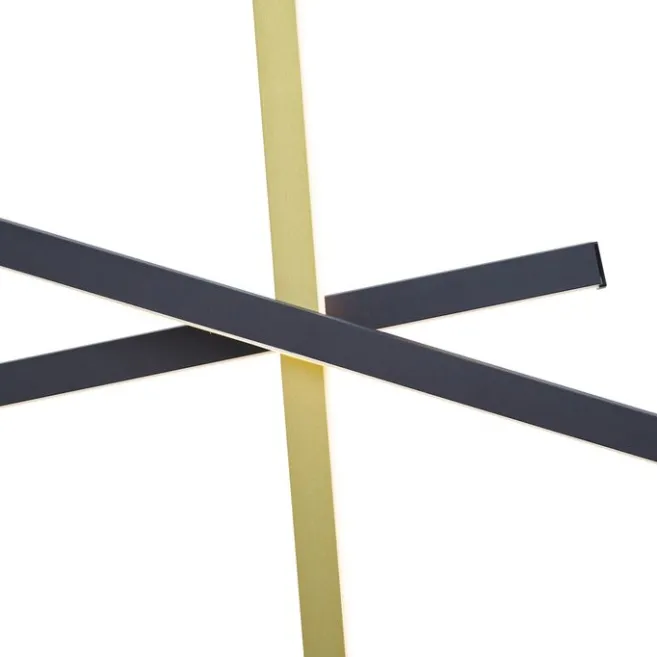 QAZQA Design-Hängelampe X Schwarz mit Gold inkl. LED 3-Stufen-Dimmbar - Joy