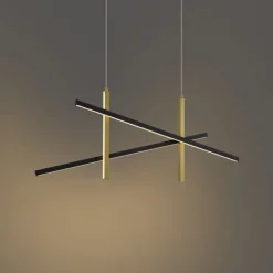 QAZQA Design-Hängelampe X Schwarz mit Gold inkl. LED 3-Stufen-Dimmbar - Joy