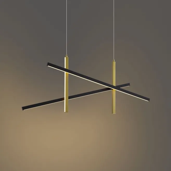 QAZQA Design-Hängelampe X Schwarz mit Gold inkl. LED 3-Stufen-Dimmbar - Joy