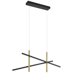 QAZQA Design-Hängelampe X Schwarz mit Gold inkl. LED 3-Stufen-Dimmbar - Joy